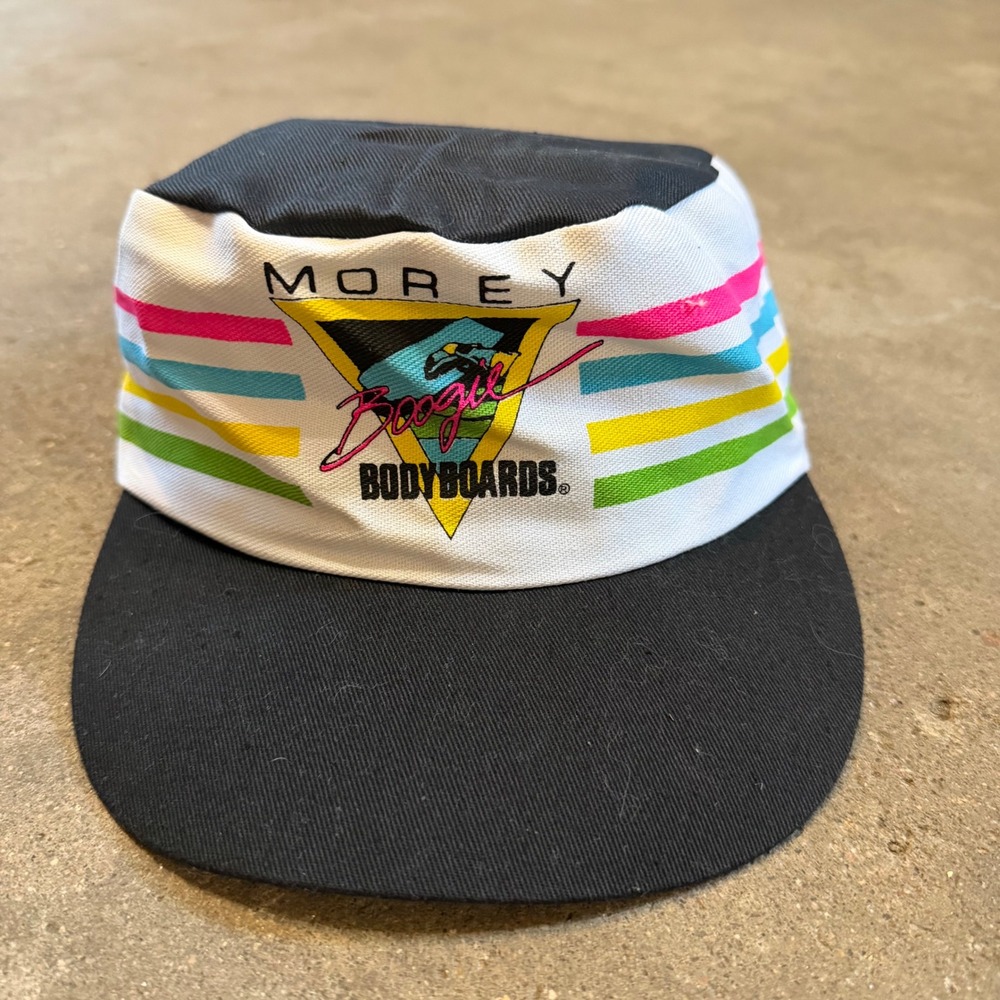 Morey Boogie Bodyboards Hat Child White Black Vintage Retro Surf Painter Cap